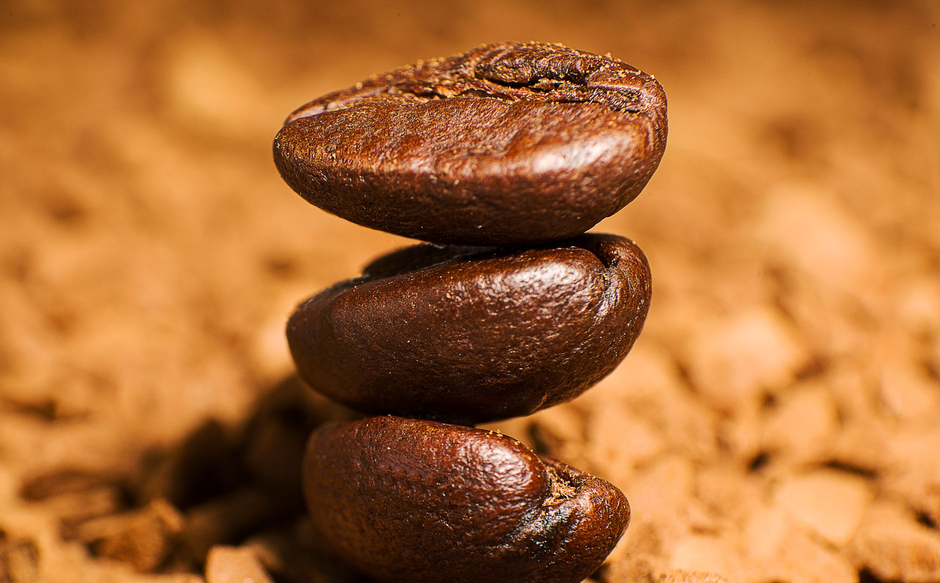 Geröstete Kaffeebohnen in Nahaufnahme